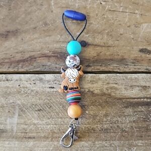 Colorful Beaded Keychain with Animal Charm
